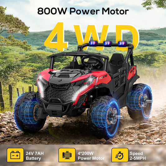 4x200W 24V 2-Seater Ride-on Truck 4WD with EVA Tires-red